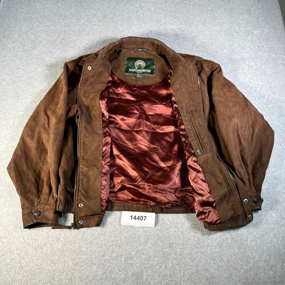 Vintage Weatherproof Jacket Mens Large Brown Lined Collared Full Zip Casual